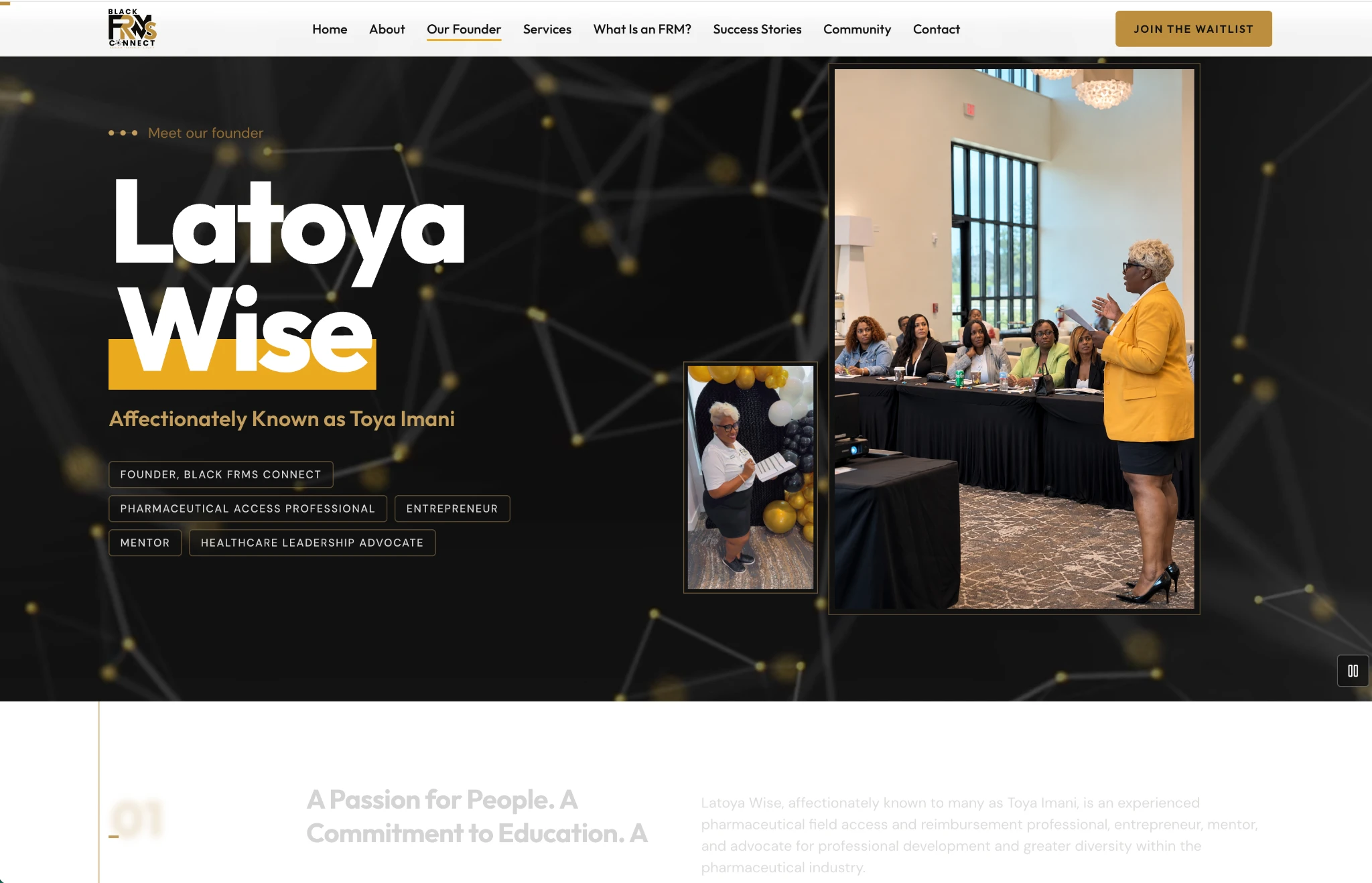 Black FRMs Connect | Founder storytelling and website design