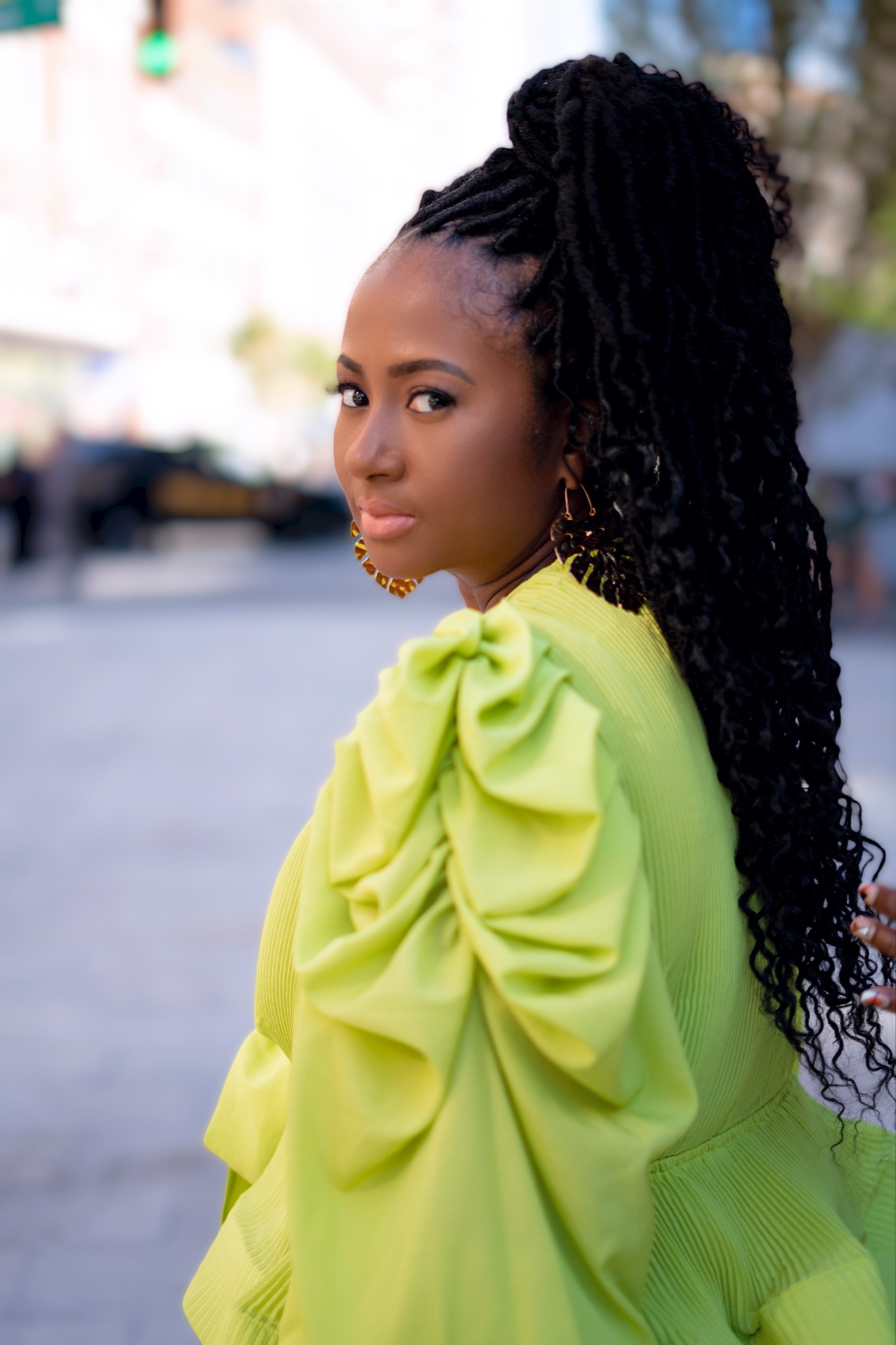 Chimere Taylor in a bright statement blouse