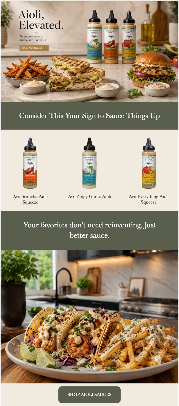 Aioli, Elevated email campaign design
