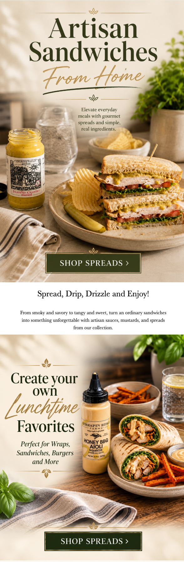 Artisan Sandwiches From Home email campaign design