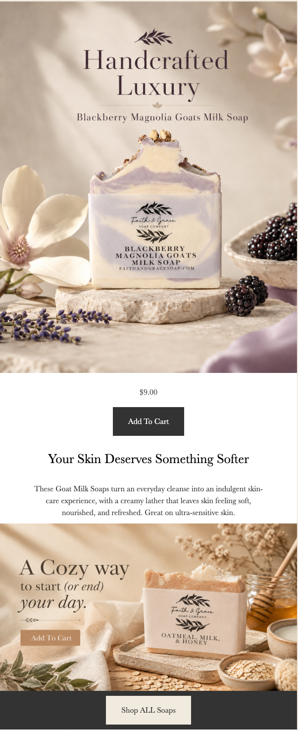 Handcrafted Luxury email campaign design