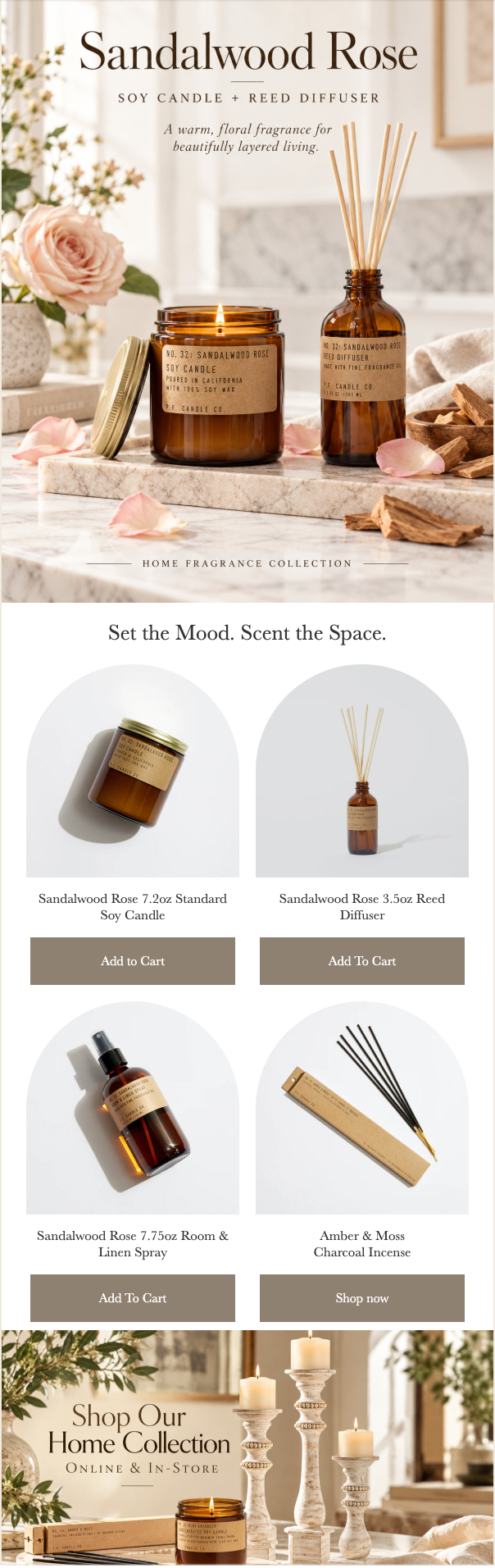 Sandalwood Rose email campaign design