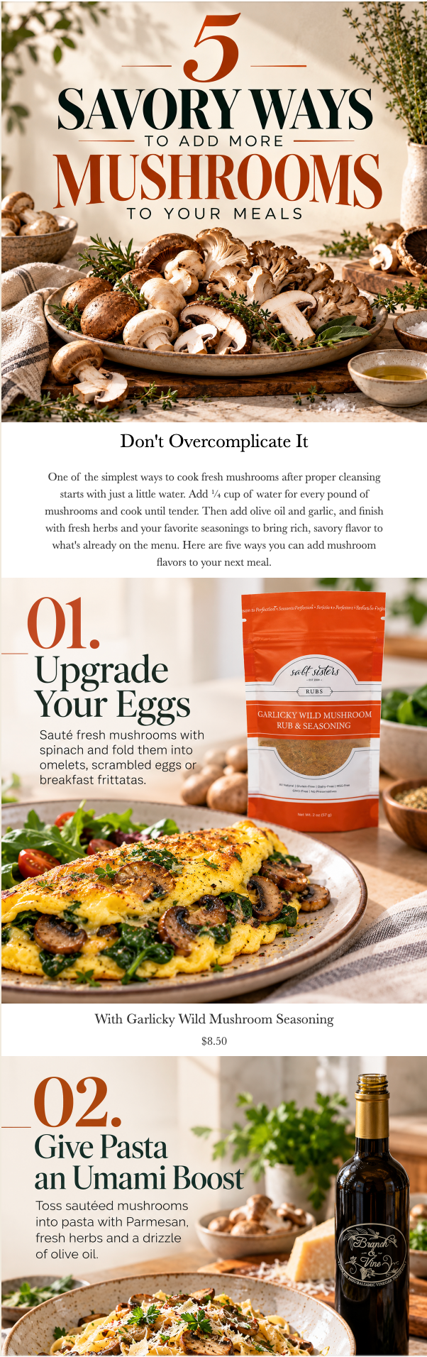 5 Savory Ways to Add Mushrooms email campaign design