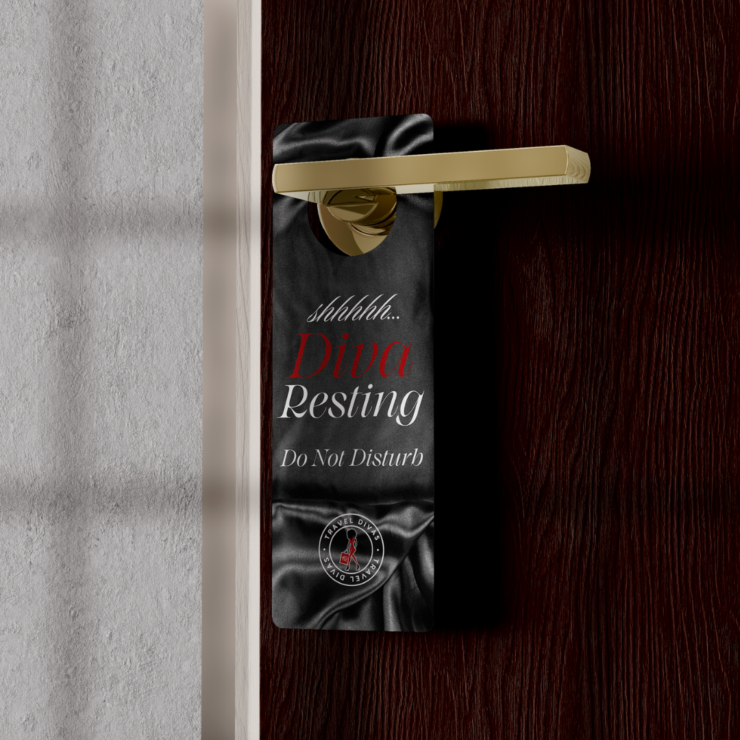 Travel Divas branded Diva Resting hotel door hanger